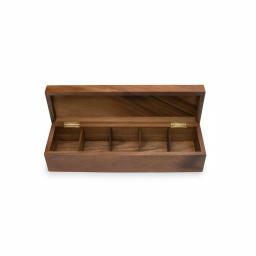 Ironwood Gourmet Townhouse 5-Compartment Acacia Wood Tea Box thumbnail 1