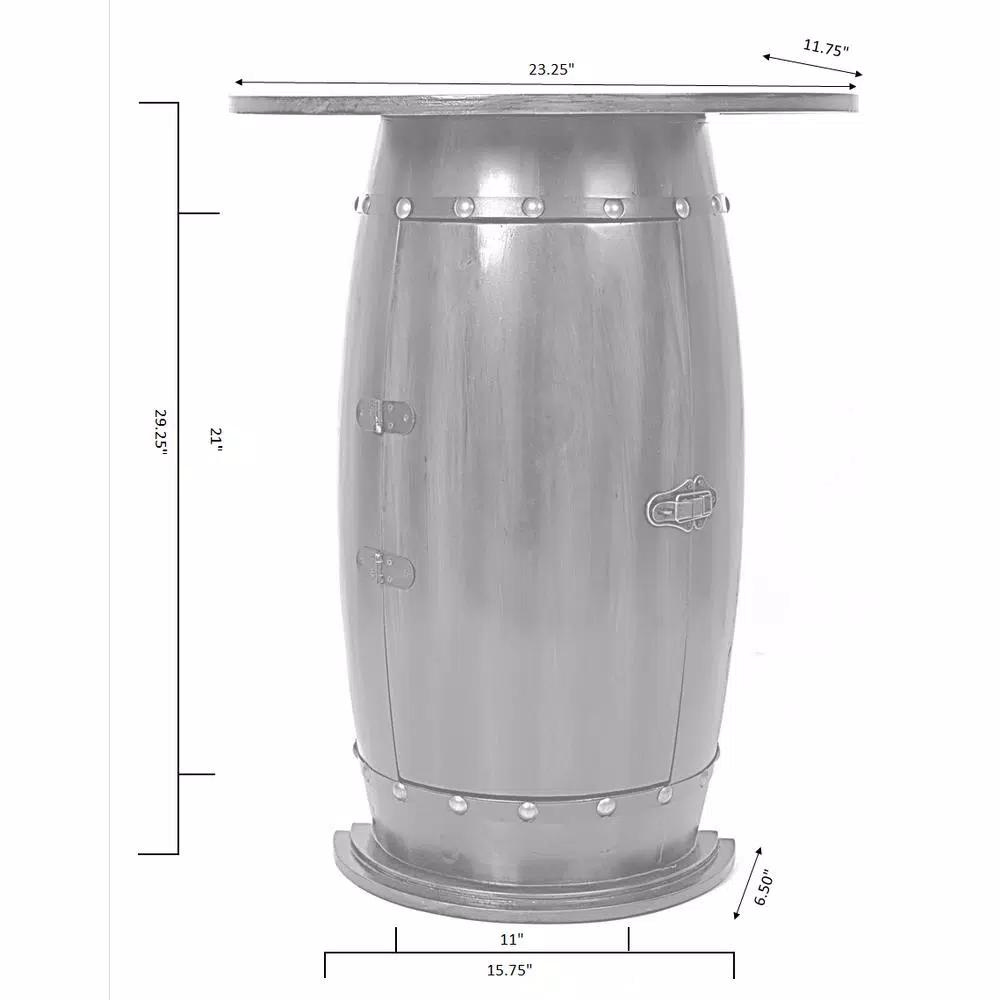 Vintiquewise Rustic Wooden Barrel Shaped Wine Bar Cabinet with Lockable Latch and 10-Bottle Storage
