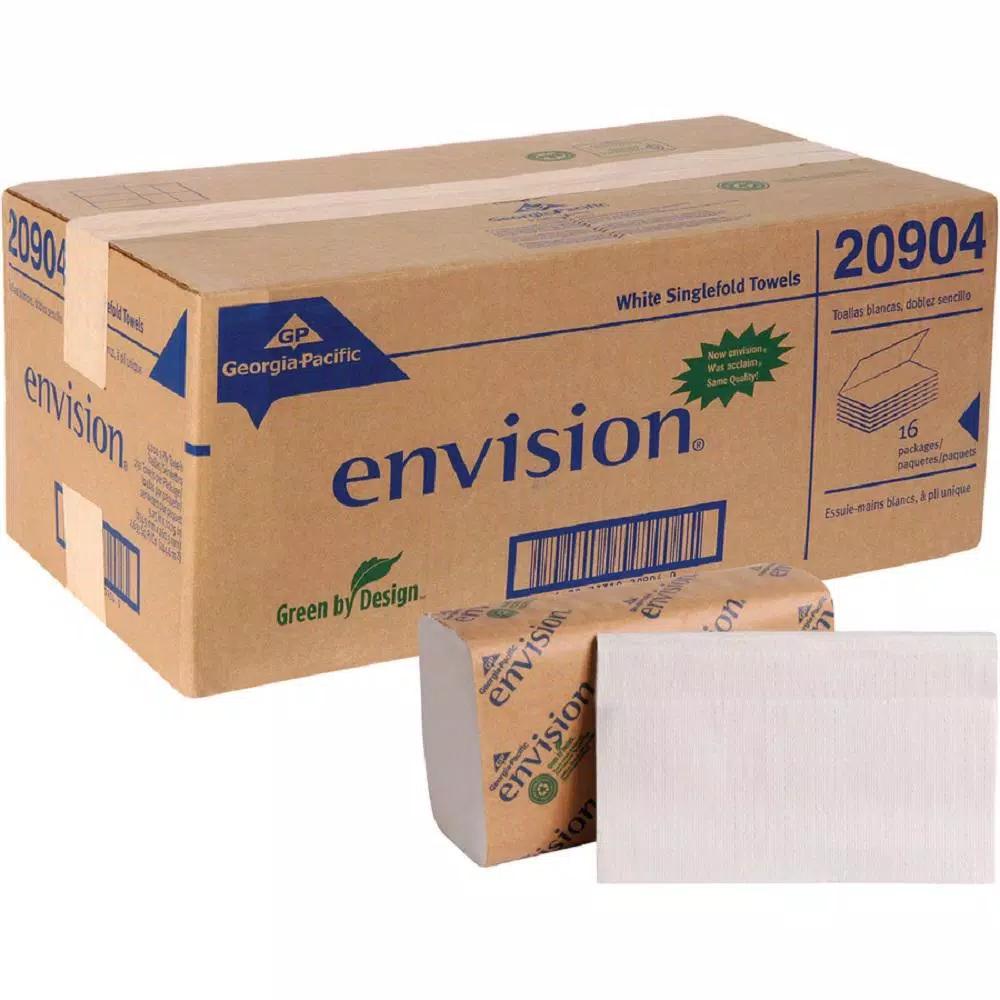 Georgia-Pacific Envision White Single-Fold Paper Towels, 4000 Sheets per Carton