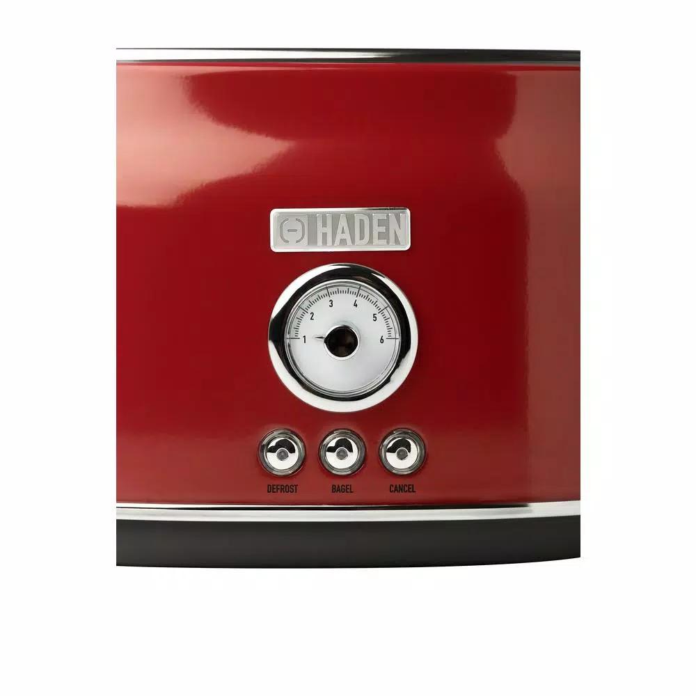Haden Dorset 1500W 2-Slice Wide Slot Retro Toaster - Red