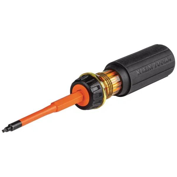 Klein Tools 2-in-1 Insulated Flip-Blade Screwdriver, #1 and #2 Square Drive