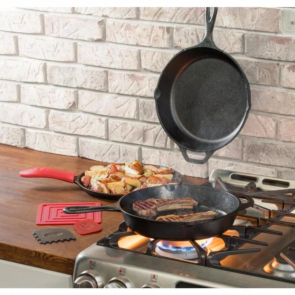 Lodge 7-Piece Seasoned Cast Iron Cookware Set with Griddle, Skillet, Grill Pan and Accessories