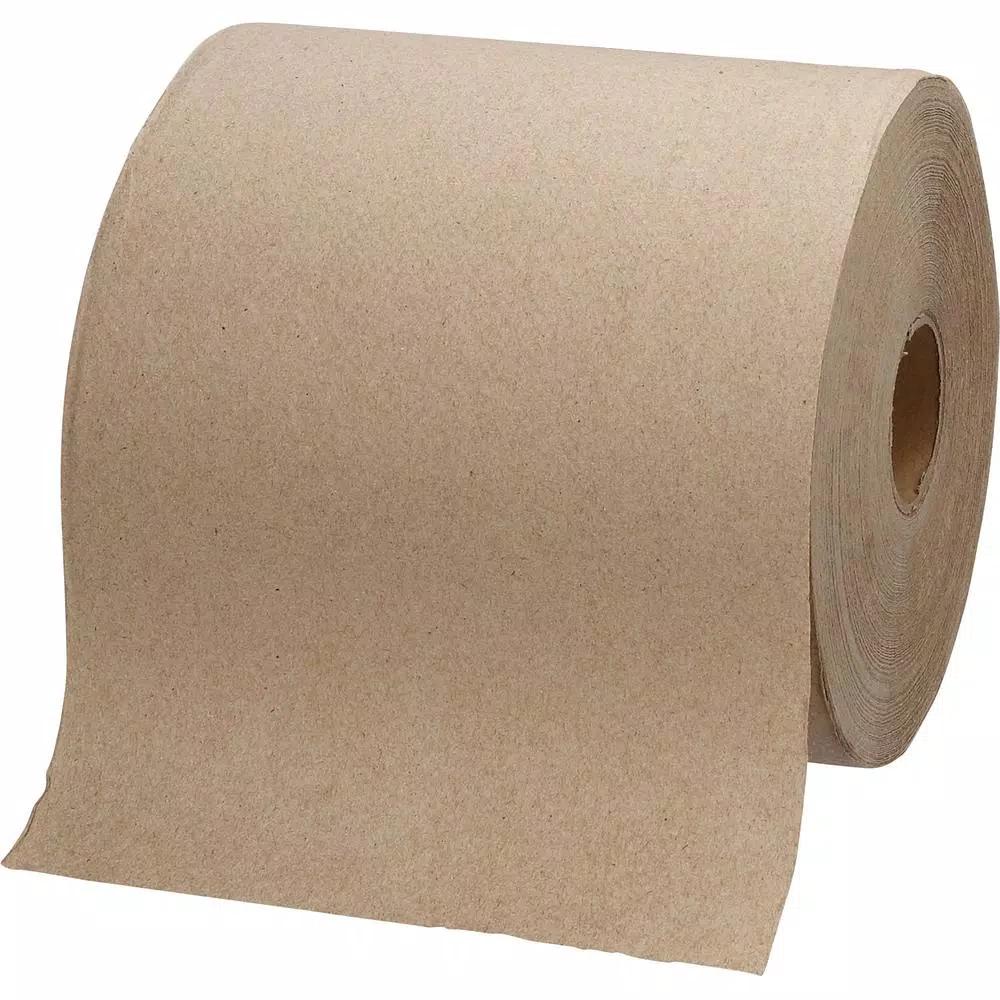 Genuine Joe Embossed Kraft Hardwound Paper Towels, 1-Ply, 6-Roll Case