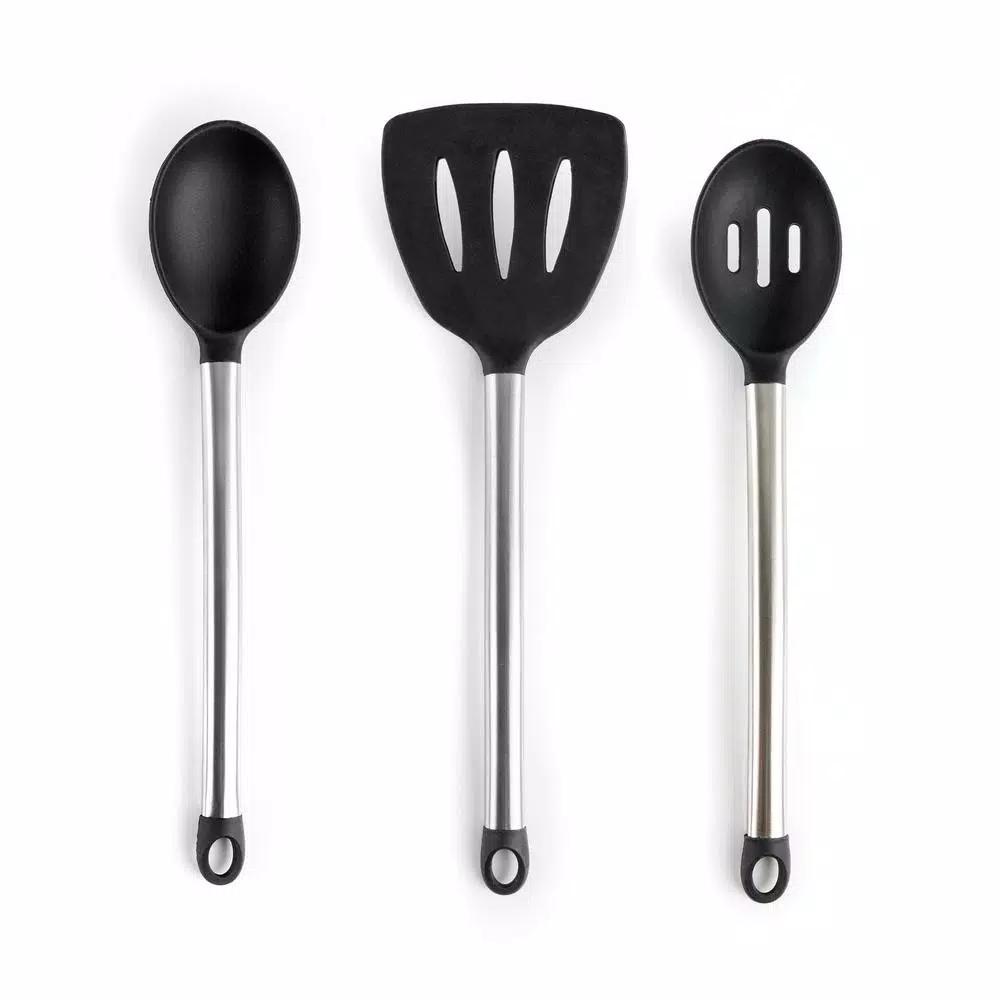MegaChef 14-Piece Gray Silicone and Stainless Steel Kitchen Utensil Set