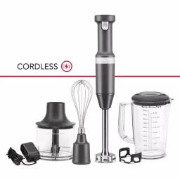 KitchenAid Cordless Variable Speed Hand Blender with Chopper and Whisk Attachments, Charcoal Grey thumbnail 1