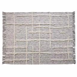 LR Resources Linework 50 in. x 60 in. Gray and Natural Abstract Tufted Cotton Throw Blanket thumbnail 1