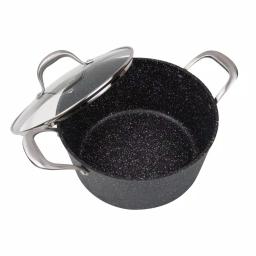 masterpan Granite Ultra 5 qt. Cast Aluminum Nonstick Stock Pot with Glass Lid, Black Marble thumbnail 3