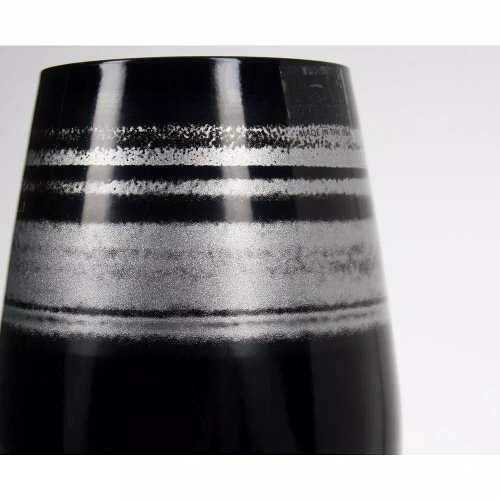 Rolf Glass Cosmo 16.5 oz. Stemless Wine Tumblers, Black/Silver (Set of 4)