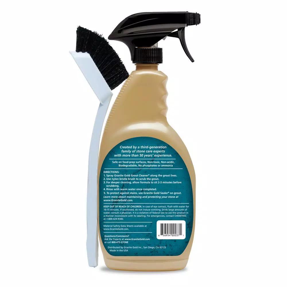 Granite Gold Grout Cleaner with Brush, 24 oz. - Safe for Stone, Tile, Porcelain, Ceramic & Glass