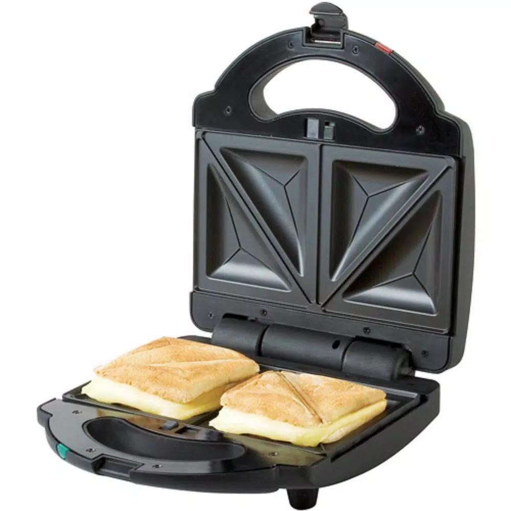 PREMIUM 760W 3-in-1 Sandwich Maker, Waffle and Grill Press with Detachable Non-Stick Plates, Black