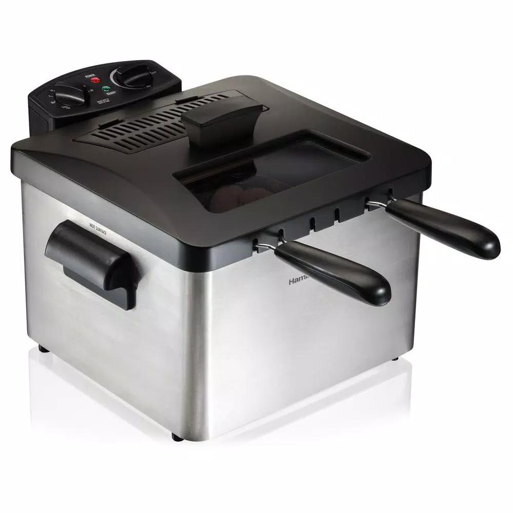 Hamilton Beach Professional-Style 3-Basket Deep Fryer, 1800W, 3-Quart Stainless Steel