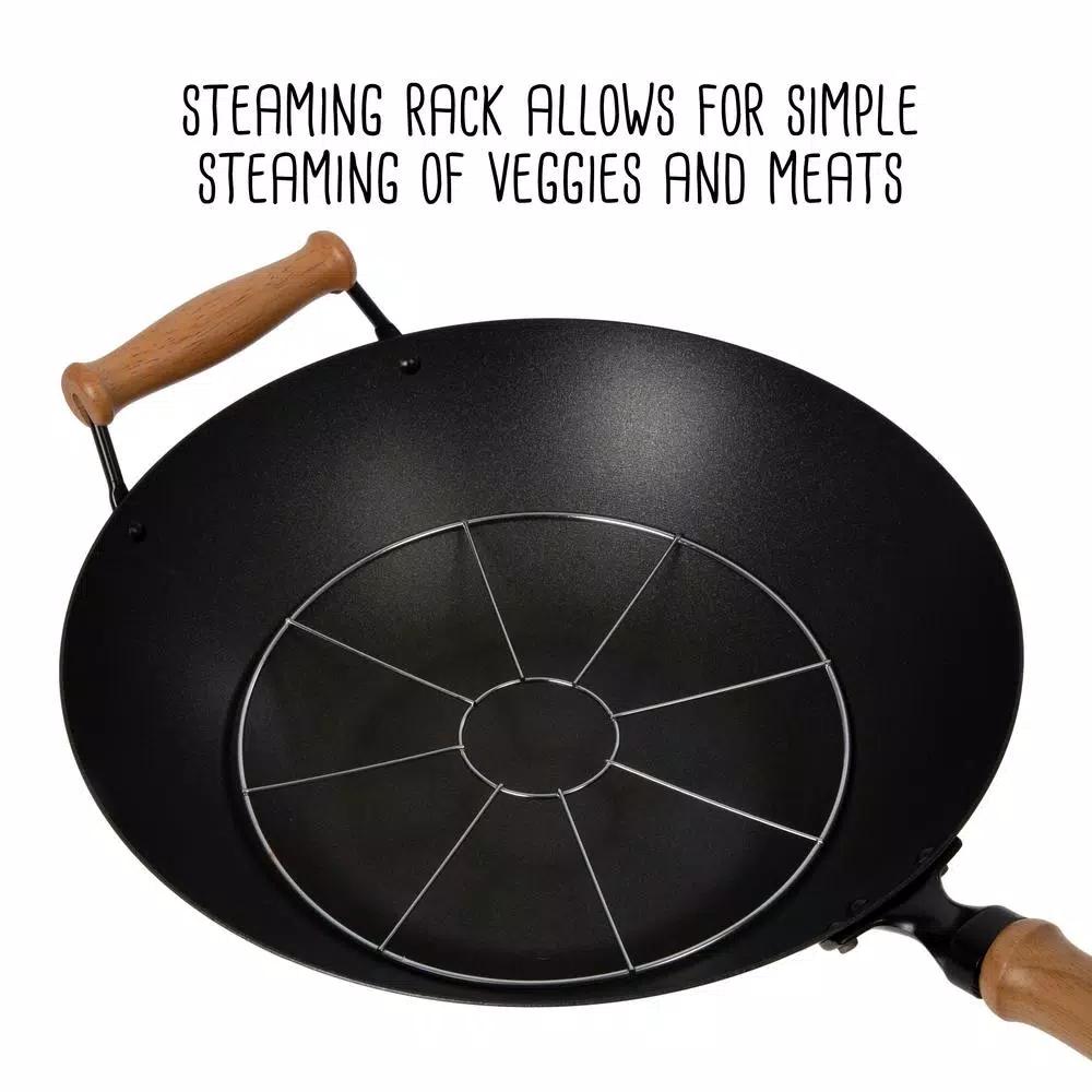 Honey-Can-Do Joyce Chen 10-Piece Carbon Steel Non-Stick Wok Set with Bamboo Accessories