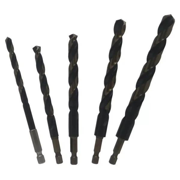 Drill America Killer Force High Speed Steel Drill Bit Set, 5-Piece Hex Shank