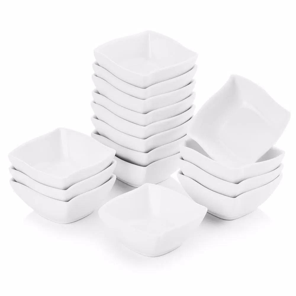 MALACASA 2.5-Inch White Porcelain Ramekins Set of 16, Ceramic Souffle Dishes and Serving Bowls