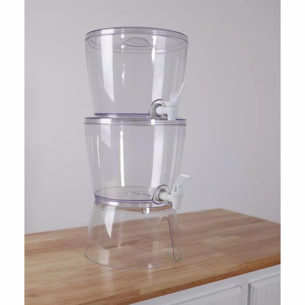 Basicwise Stackable 1.4 Gal. Juice and Water Beverage Dispenser with Stand, Clear