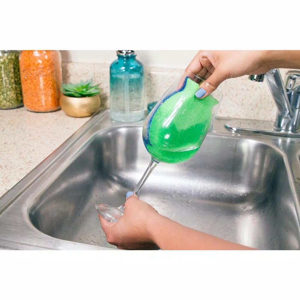 DishFish Dual Scrubber Sponge, Non-Scratch Cleaning Foam, 12-Pack