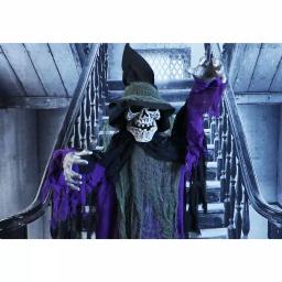 Haunted Hill Farm 6 ft. Animated Skeleton Witch Halloween Prop with Multi-Color Light Effects thumbnail 11