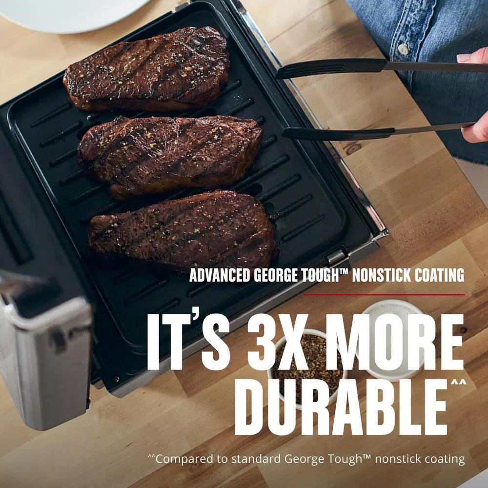 George Foreman Digital Smokeless Indoor Contact Grill, Family Size, Silver