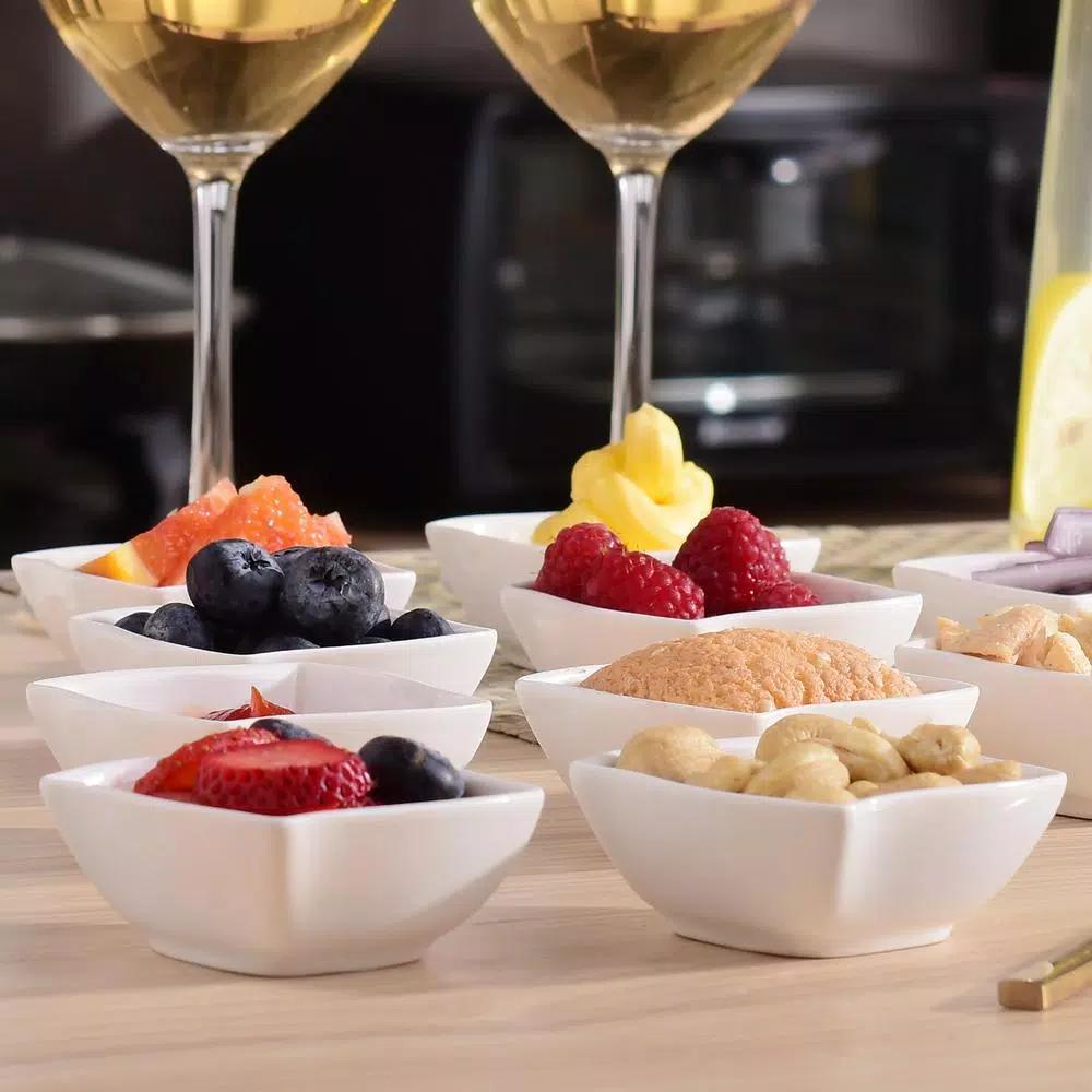 MALACASA 2.5-Inch White Porcelain Ramekins Set of 16, Ceramic Souffle Dishes and Serving Bowls