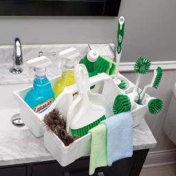 Libman Deluxe Maid Cleaning Caddy with 5 Compartments and Pour Spouts - White thumbnail 3