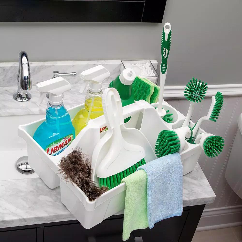Libman Deluxe Maid Cleaning Caddy with 5 Compartments and Pour Spouts - White