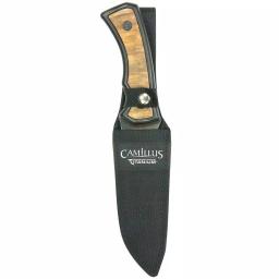 Camillus Mountaineer 4 in. Carbonitride Titanium Drop Point Fixed Blade Knife with Burlwood Accent Handle thumbnail 2