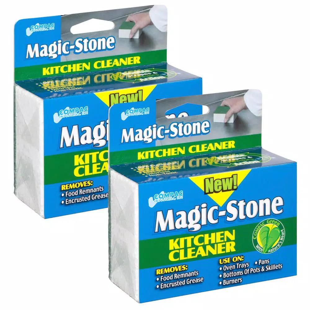 Unbranded Magic-Stone Kitchen Cleaner 2-Pack - 2-Sided Cleaning Stone & Polishing Pad for Cast Iron, Stainless Steel & Cookware