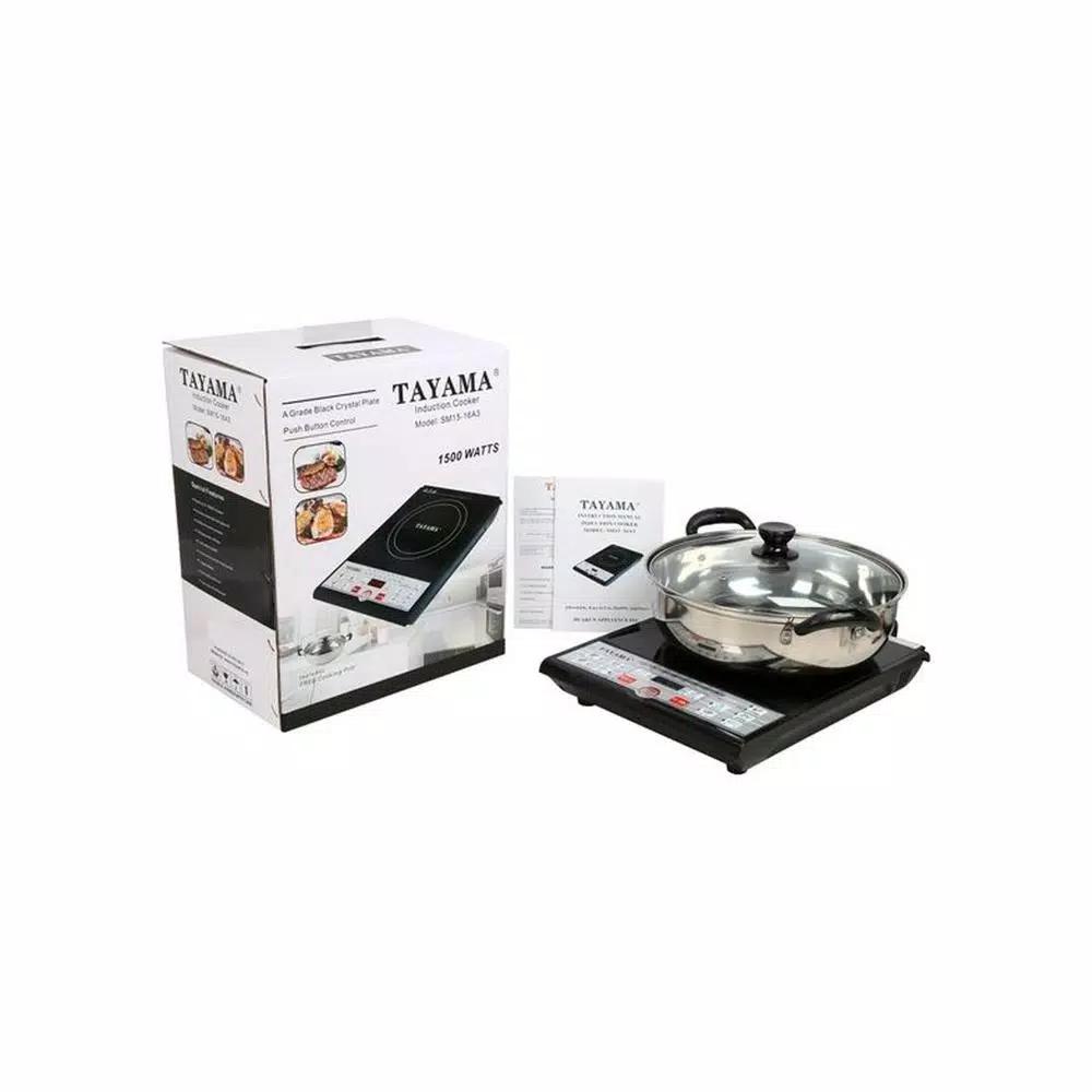 Tayama 1500W Single Burner 8 in. Black Induction Hot Plate with Shabu Cooking Pot