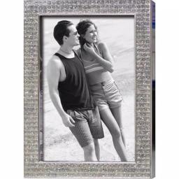 Heim Concept Chrome Plated 4x6 Inch Bling Border Metal Photo Frame, Silver thumbnail 2