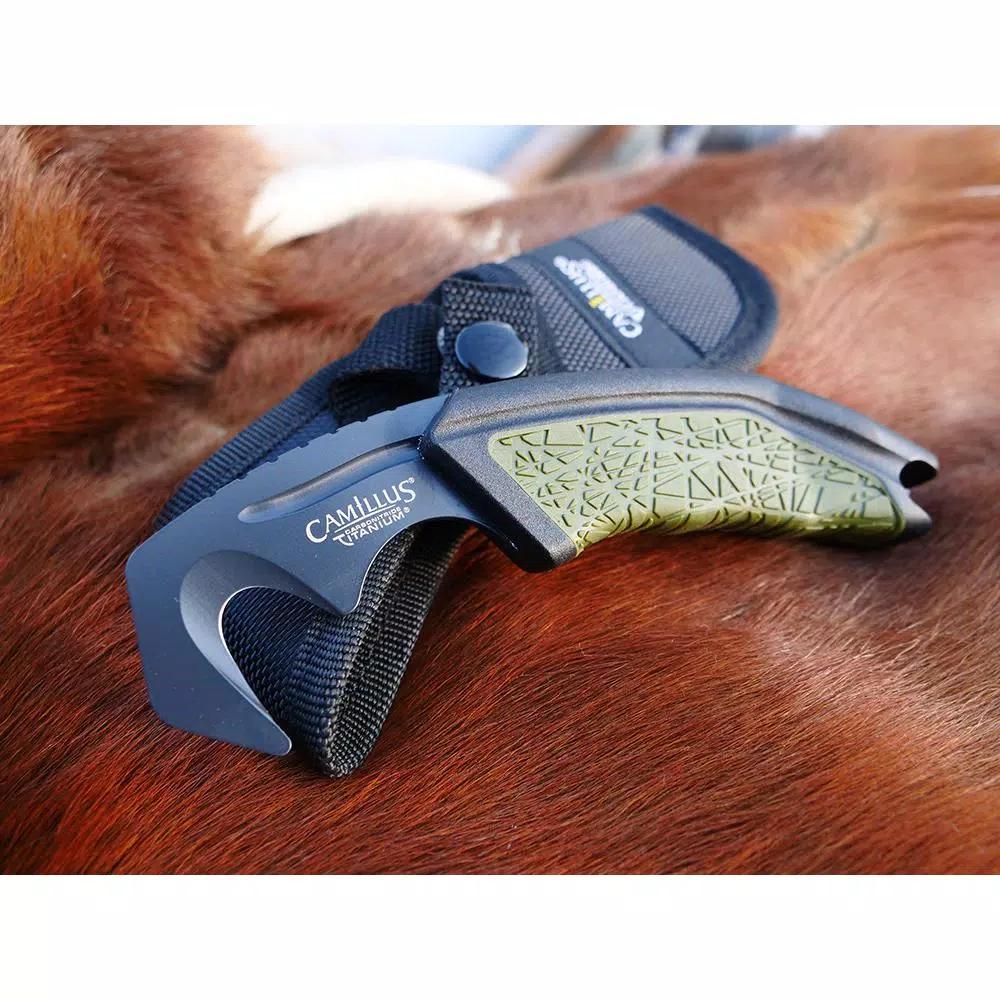 Camillus GH-6 Gut Hook Fixed Blade Knife with Carbonitride Titanium Coating and Sheath