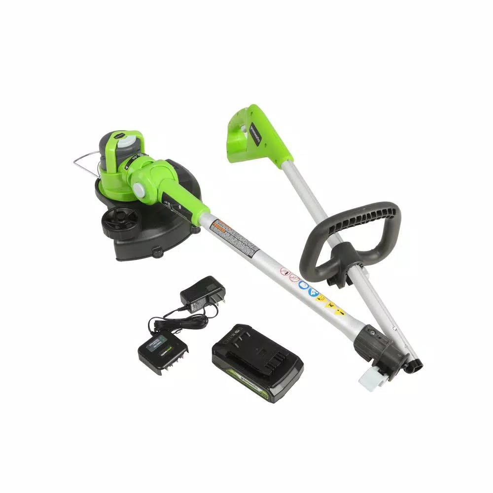 Greenworks 24V Cordless String Trimmer with 2.0 Ah Battery and Charger, 12 in. Cutting Width
