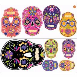 WallPops 39 in. x 34.5 in. Sugar Skull Wall Art Kit - 9 Piece Colorful Skeleton Decals thumbnail 3