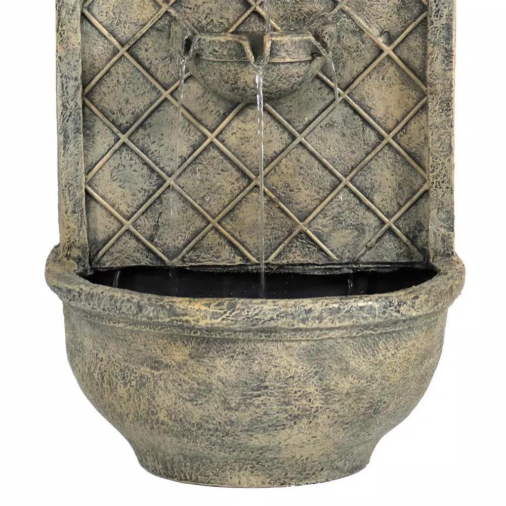 Sunnydaze Decor Messina Resin French Limestone Solar Outdoor Wall Fountain