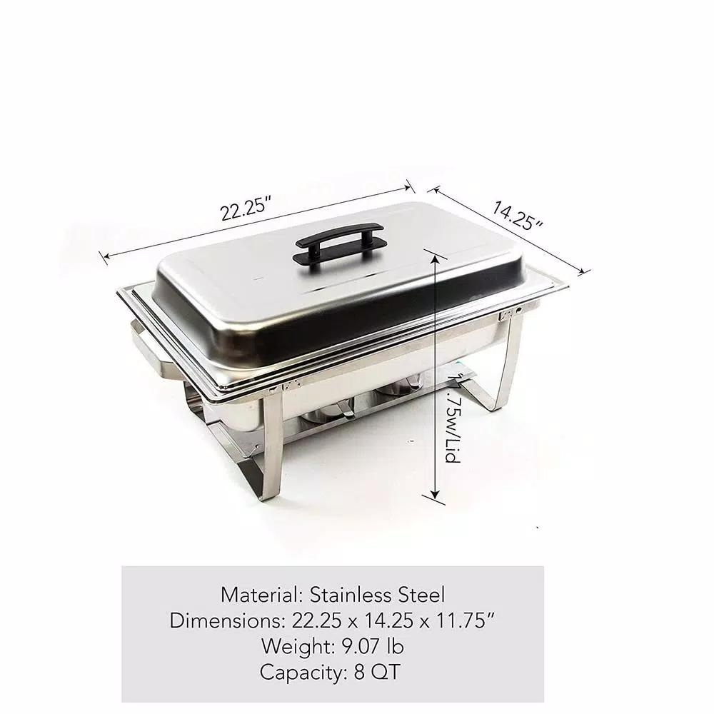Alpha Living 8 Qt. Stainless Steel Chafing Dish Set of 2, Foldable Frame Buffet Server