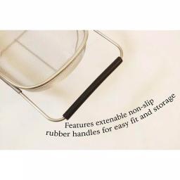 ExcelSteel 11 in. Stainless Steel Over the Sink Mesh Strainer with Extendable Non-Slip Rubber Handles thumbnail 3