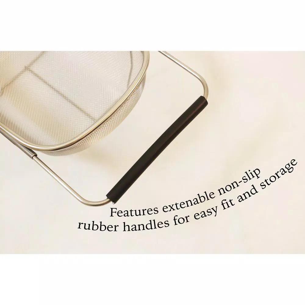 ExcelSteel 11 in. Stainless Steel Over the Sink Mesh Strainer with Extendable Non-Slip Rubber Handles