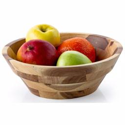 Casa Bellante 12 in. Acacia Wood Serving Bowl, 100 fl. oz. Round Handcrafted Wooden Bowl thumbnail 2