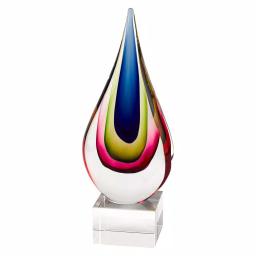 Badash Crystal Essence Murano Style 12 in. Mouth Blown Teardrop Glass Centerpiece on Crystal Base thumbnail 1