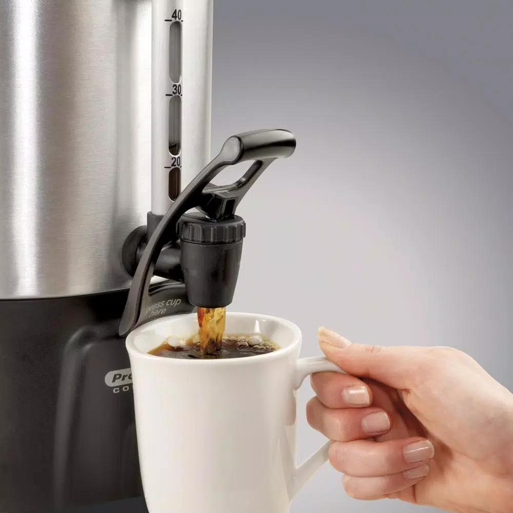 Professional Series 100-Cup Stainless Steel Coffee Urn, 1500W Double Wall Insulated Coffee Maker