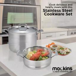 Mockins 15-Piece Tri-Ply Stainless Steel Cookware Set with Lids thumbnail 4