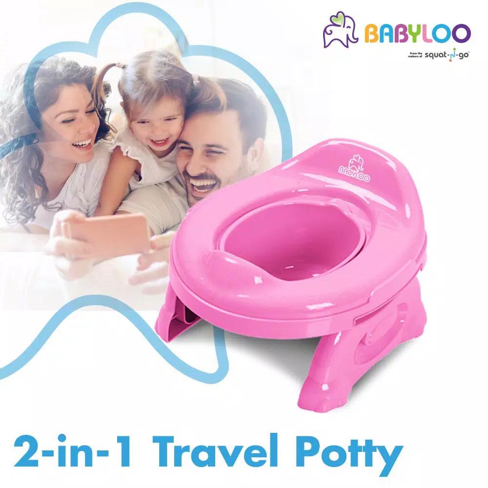 Babyloo 2-in-1 Portable Travel Potty for Toddlers with Collapsible Legs and Travel Bag - Pink