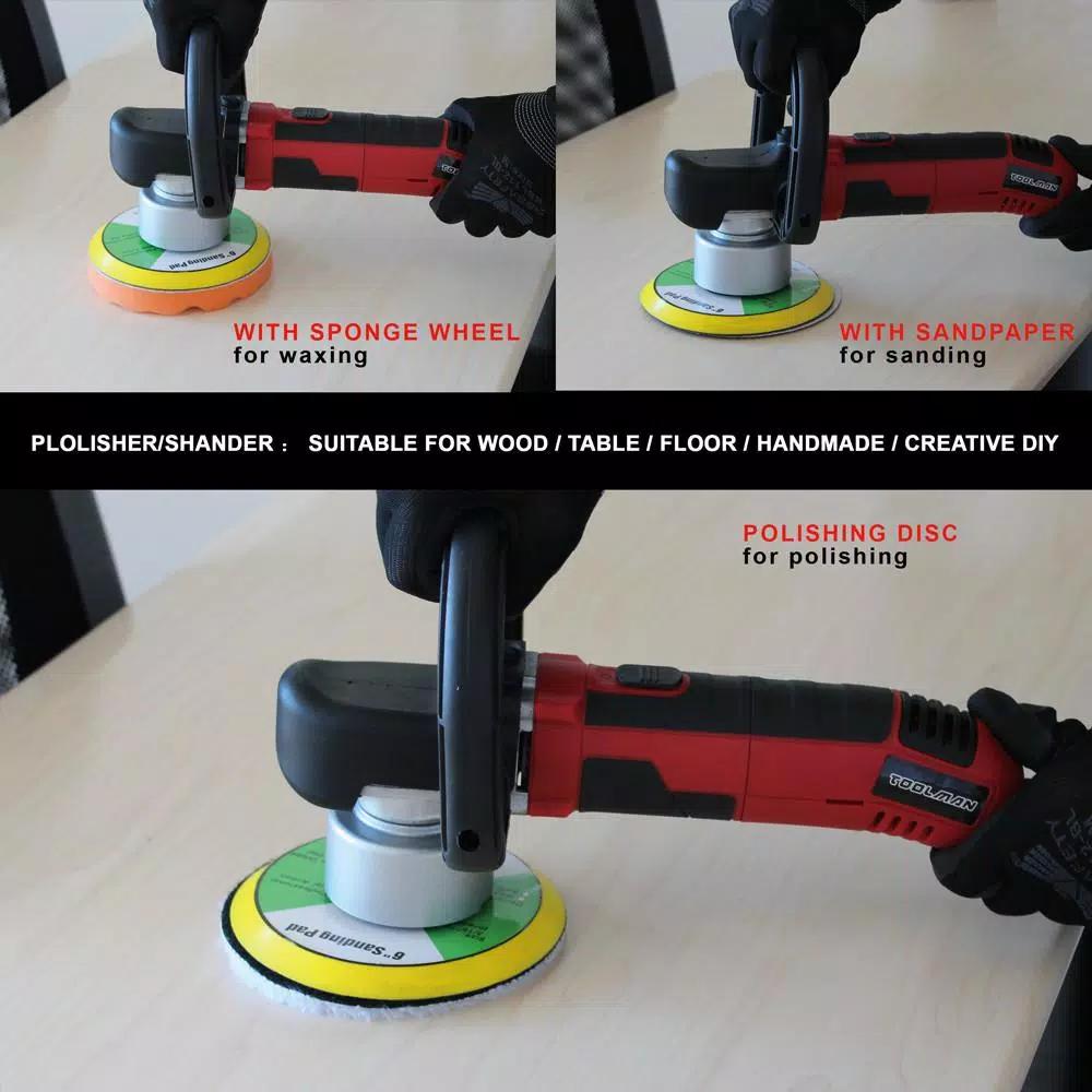 Boyel Living 6 in. Corded Orbital Sander and Polisher, 6 Amp, 6-Speed Variable RPM, 2500-6500 RPM