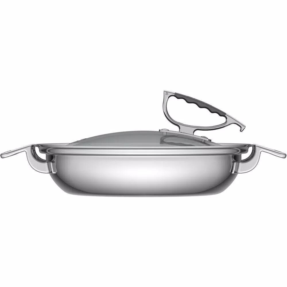 CookCraft by Candace 3 Qt. Tri-Ply Stainless Steel Casserole Pan with Patented Latch Glass Lid
