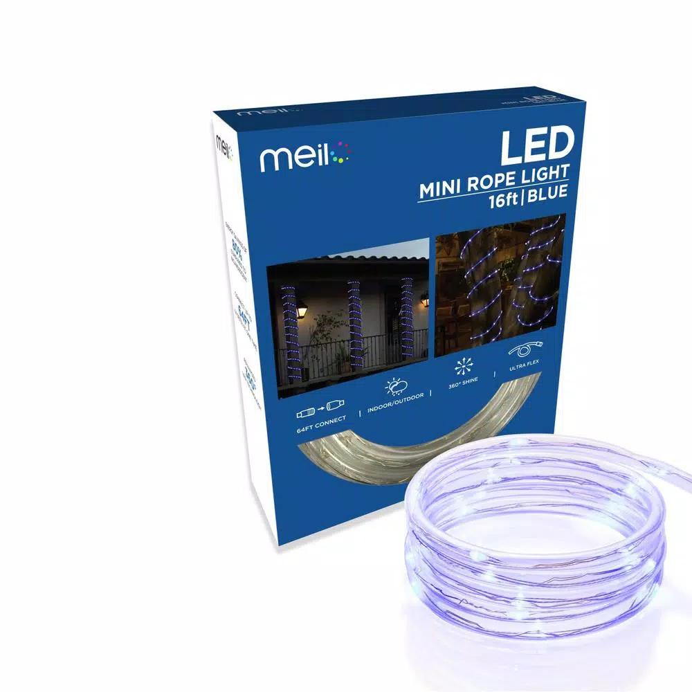 DEERPORT DECOR 16 ft. 80 LED Blue Mini Rope Light, Weather Resistant Indoor/Outdoor Specialty Lights