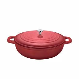 AMERCOOK LA PLURIEL 3 qt. Round Enameled Cast Iron Casserole Pan with Lid, Red thumbnail 1