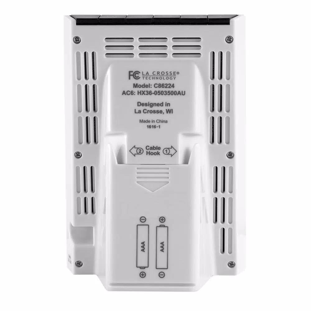 La Crosse Technology Digital Desktop Alarm Clock with Dual USB Charging Ports, Nap Timer, and Temperature/Humidity Display