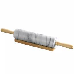 Creative Home Natural Marble Rolling Pin with Wooden Handles and Storage Cradle, 18 in. thumbnail 1