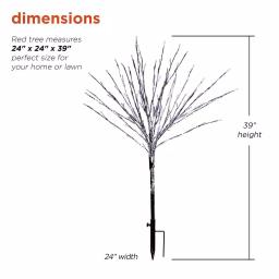 Alpine Corporation 39 in. Silver Metallic Foil Tree Yard Stake with 140 Red LED Lights thumbnail 3