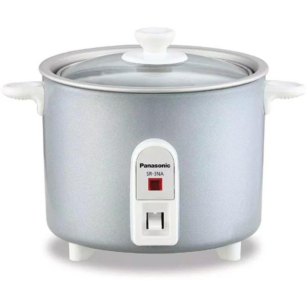 Panasonic 1.5 Cup Mini Silver Rice Cooker with Non-Stick Interior
