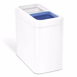 simplehuman 20L Slim Open Dual Compartment Recycling Trash Can, White Steel thumbnail 1